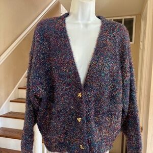 NWT Disney x Macys Minnie Majorette Cardigan Sweater Shimmery Tinsel Look M